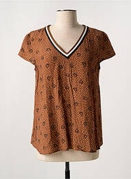 T-shirt col v manches courtes marron DIVAS femme
