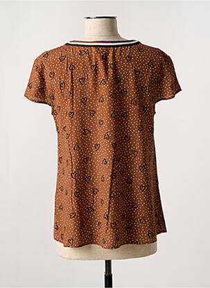 T-shirt col v manches courtes marron DIVAS femme