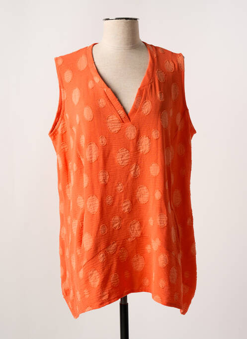 Tunique sans manche tissage crêpe orange KAKIE femme