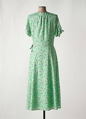 Robe longue imprimé fantaisie manches courtes vert LEO & UGO femme