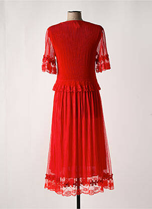 Robe longue manches courtes manches courtes rouge LEO & UGO femme