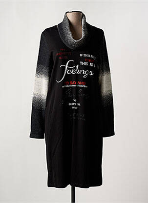 Robe longue imprimé fantaisie manches longues noir ALAIN MURATI femme