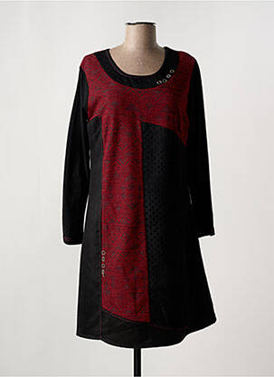 Robe mi-longue imprimé fantaisie manches longues rouge FIGURE LIBRE femme