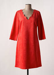 Robe mi-longue manches 3/4 manches 3/4 orange HALOGENE femme