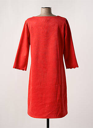 Robe mi-longue manches 3/4 manches 3/4 orange HALOGENE femme
