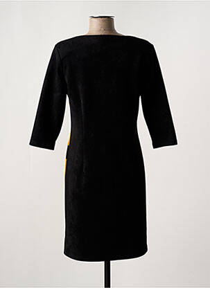 Robe mi-longue imprimé fantaisie manches longues noir HALOGENE femme