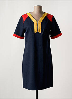 Robe mi-longue manches courtes manches courtes bleu HALOGENE femme