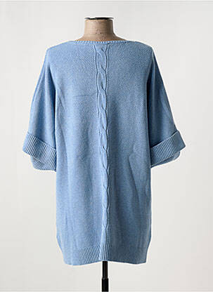Pull tunique col rond manches courtes bleu MARINA V femme