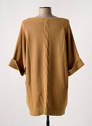 Pull tunique col rond manches courtes beige MARINA V femme