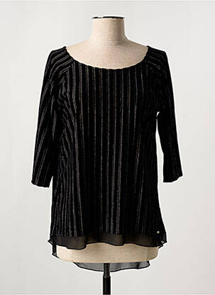 Top imprimé fantaisie manches 3/4 noir EGO femme