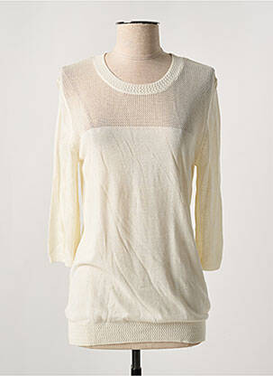 Pull coupe cintrée manches 3/4 blanc MARINA V femme