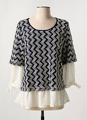 Top imprimé fantaisie manches 3/4 bleu ME femme