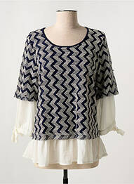 Top imprimé fantaisie manches 3/4 bleu ME femme