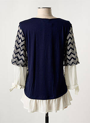 Top imprimé fantaisie manches 3/4 bleu ME femme