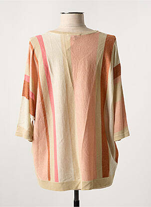 Pull col v manches 3/4 rose MARINA V femme