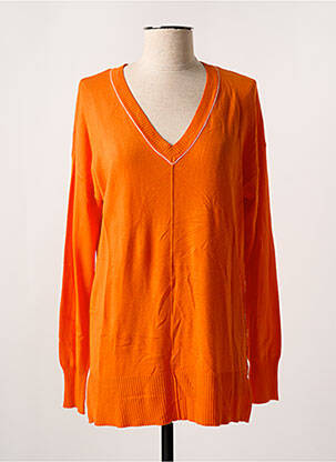 Pull col v manches longues orange MARINA V femme