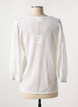 Pull coupe cintrée manches 3/4 blanc MARINA V femme