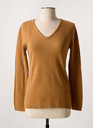 Pull coupe cintrée manches longues beige QUATTRO femme