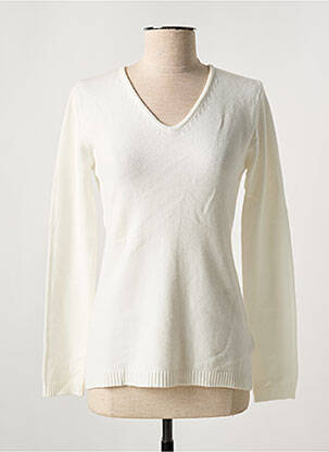 Pull coupe cintrée manches longues blanc QUATTRO femme