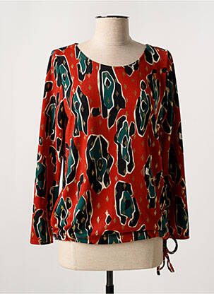 Top imprimé fantaisie manches longues orange VIE NOCTURNE femme