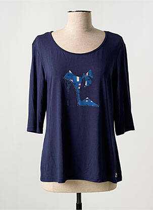 Top coupe cintrée manches 3/4 bleu DIVAS femme