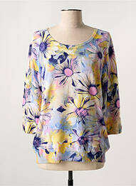 Pull col rond manches 3/4 bleu LEO & UGO femme