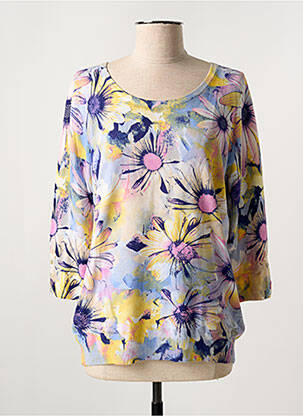 Pull col rond manches 3/4 bleu LEO & UGO femme
