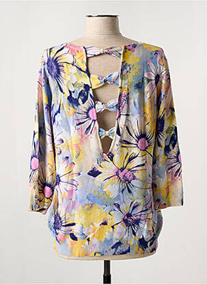 Pull col rond manches 3/4 bleu LEO & UGO femme