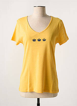 T-shirt sérigraphie avec strass manches courtes orange THALASSA femme