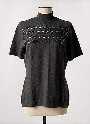 Pull tissage chiné manches courtes gris LEO & UGO femme