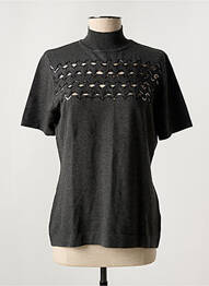 Pull tissage chiné manches courtes gris LEO & UGO femme