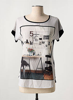 T-shirt imprimé fantaisie manches courtes noir JEAN DELFIN femme