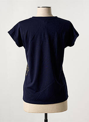 T-shirt sérigraphie avec strass manches courtes bleu LEO & UGO femme