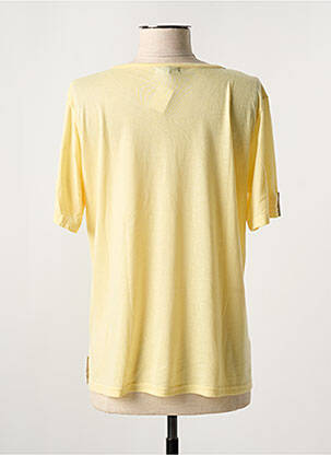 T-shirt sérigraphie avec strass manches courtes jaune LEO & UGO femme