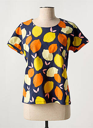 T-shirt imprimé fantaisie manches courtes bleu LEO & UGO femme