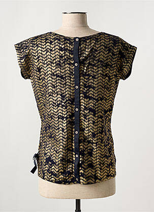 Pull coupe cintrée manches courtes or LEO & UGO femme