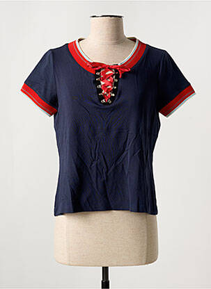 T-shirt col v manches courtes bleu FILIPINE LAHOYA femme