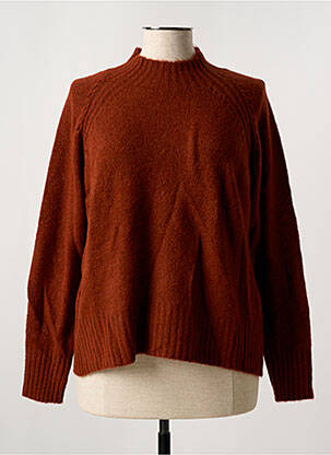 Pull tissage chiné manches longues marron SIGNE NATURE femme