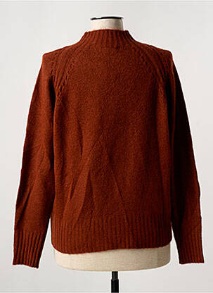 Pull tissage chiné manches longues marron SIGNE NATURE femme