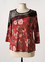 T-shirt stretch manches 3/4 rouge VANGO femme