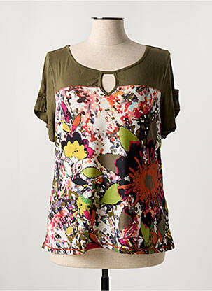 T-shirt stretch manches courtes vert ME-PARIS femme