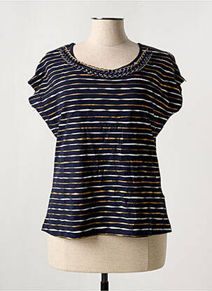 T-shirt sérigraphie manches courtes bleu LEO & UGO femme