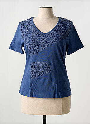 T-shirt col v manches courtes bleu FIGURE LIBRE femme