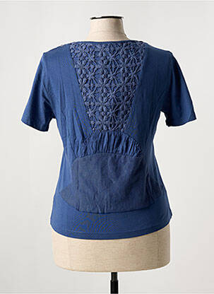 T-shirt col v manches courtes bleu FIGURE LIBRE femme