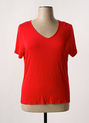 T-shirt col v manches courtes rouge LEO & UGO femme