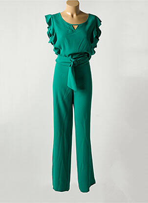 Combi-pantalon fermeture boutonnée au dos manches courtes vert DIVAS femme