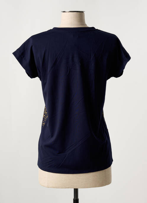 T-shirt sérigraphie avec strass manches courtes bleu LEO & UGO femme
