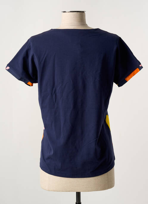 T-shirt imprimé fantaisie manches courtes bleu LEO & UGO femme