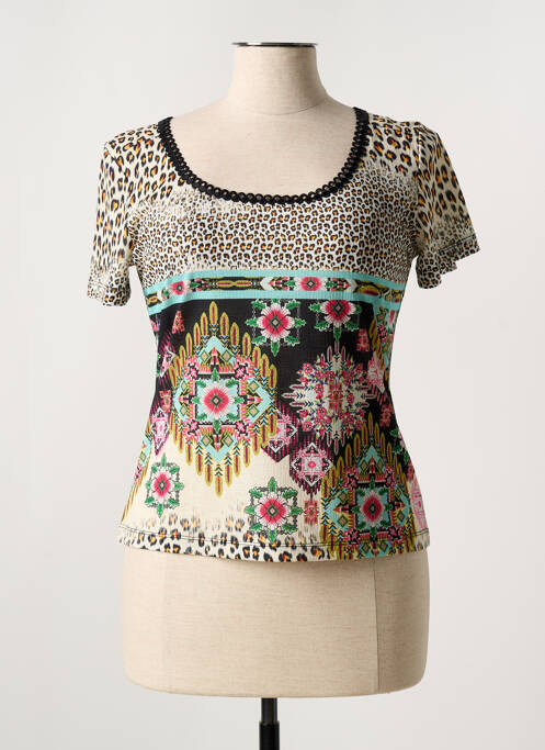 T-shirt coupe cintrée manches courtes beige LO! LES FILLES femme