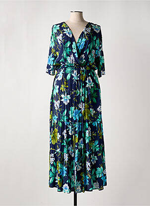Robe longue manches courtes manches courtes bleu HALOGENE femme